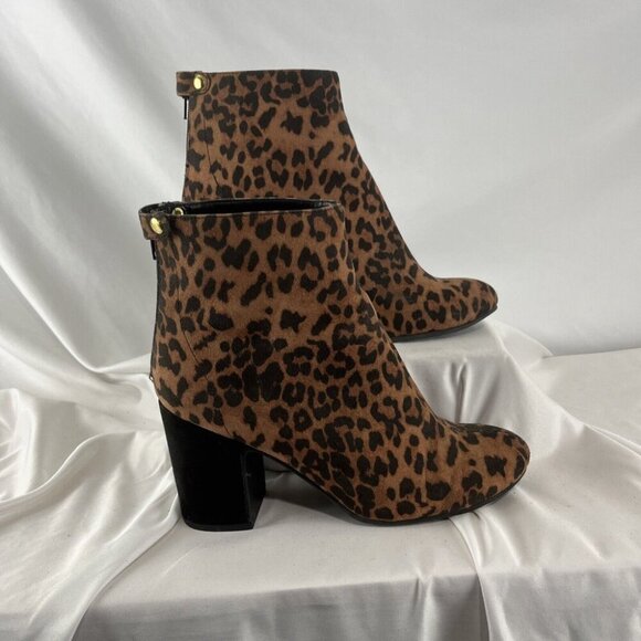 Steve Madden Confident Fabric Leopard Print Block Heel Bootie Women’s Size 8.5 - Picture 2 of 16